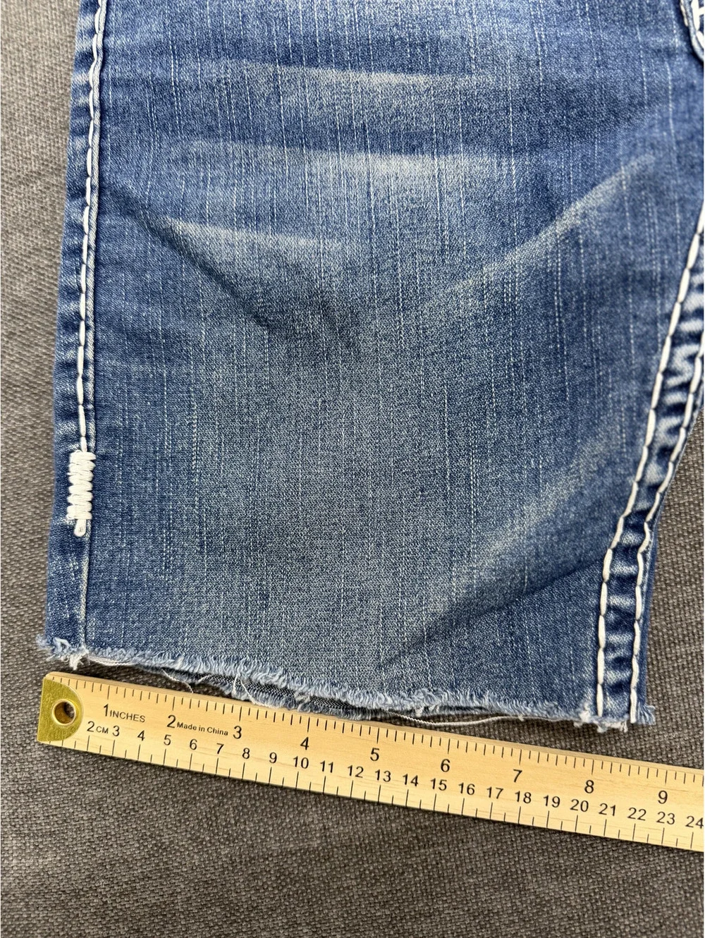 True Religion Denim Shorts Size 28 Blue Distressed Style